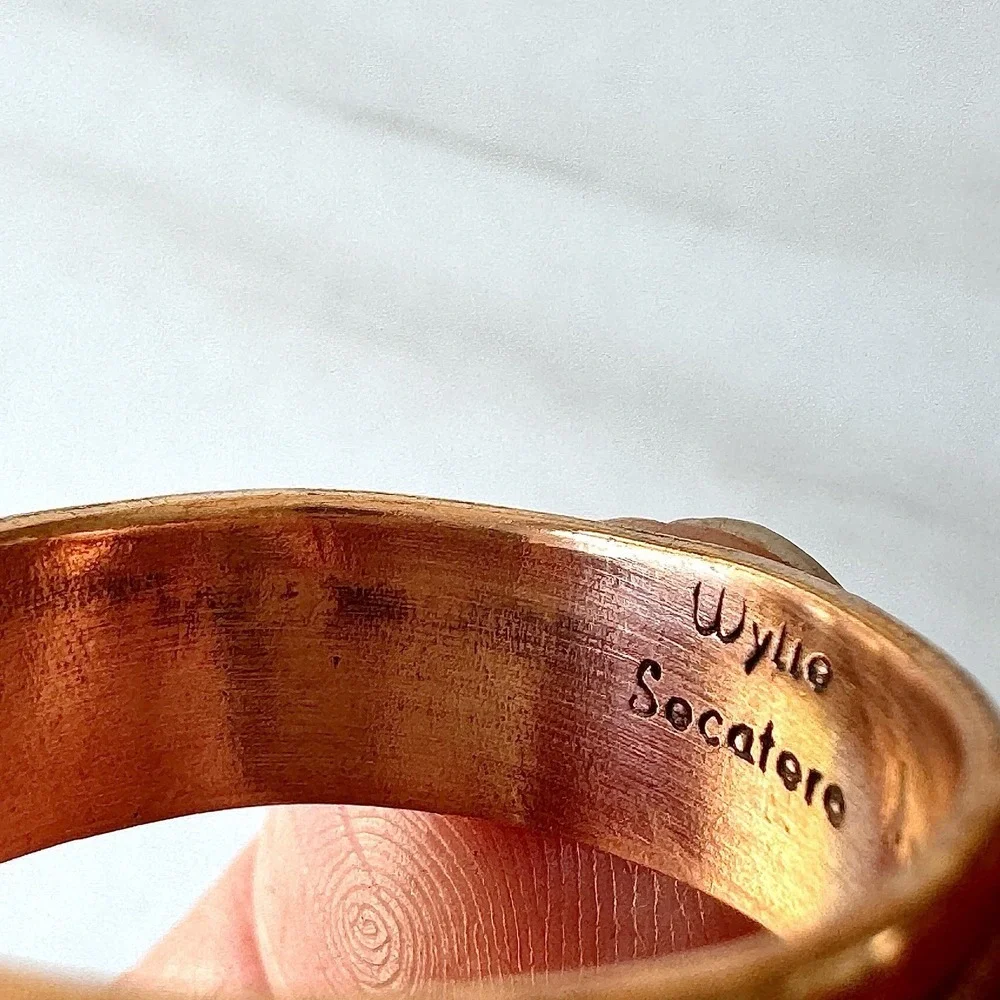 Mens Navajo Sterling Copper Wedding Band Sz 14 Ring Signed Secatero Native Amer